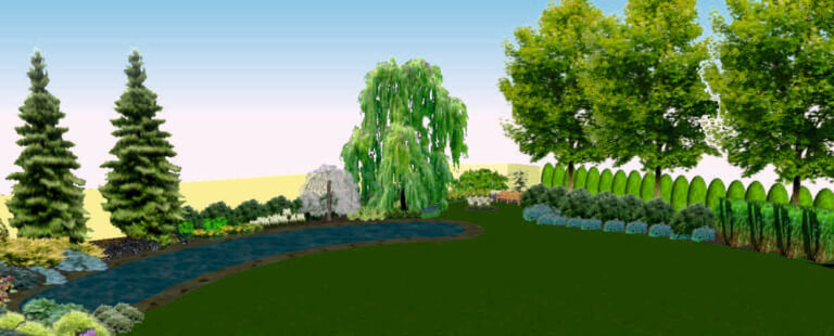 żywopłot oczko wodne